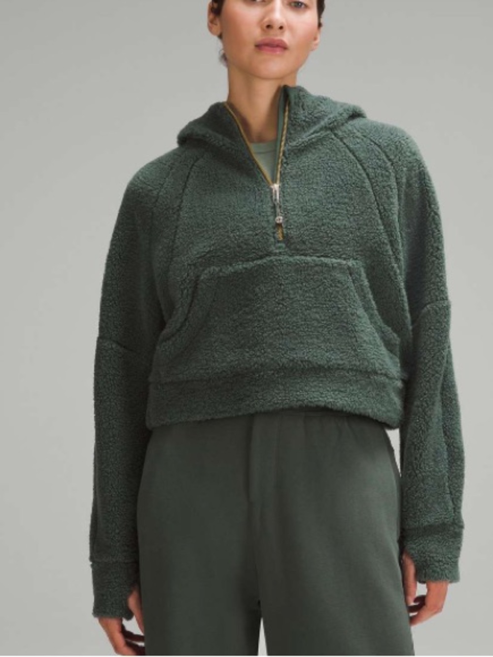 Lululemon Scuba Oversized Half-Zip Fleece Hoodie Dark Forest size M/L